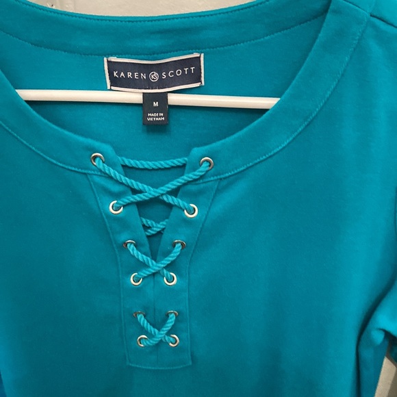 NWOT Long sleeve Karen Scott women top. Size M. All cotton. - Picture 2 of 2